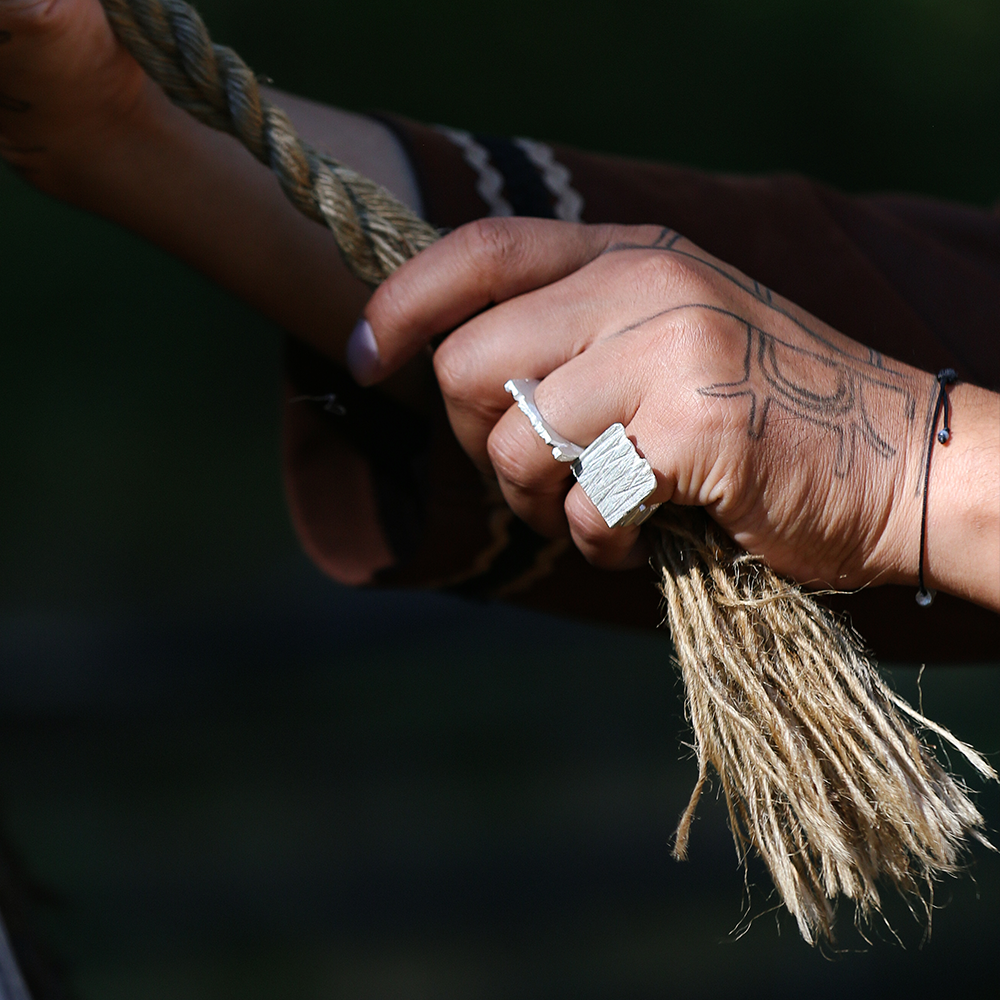 Earthbound Forest Bark Square Ring (Large)