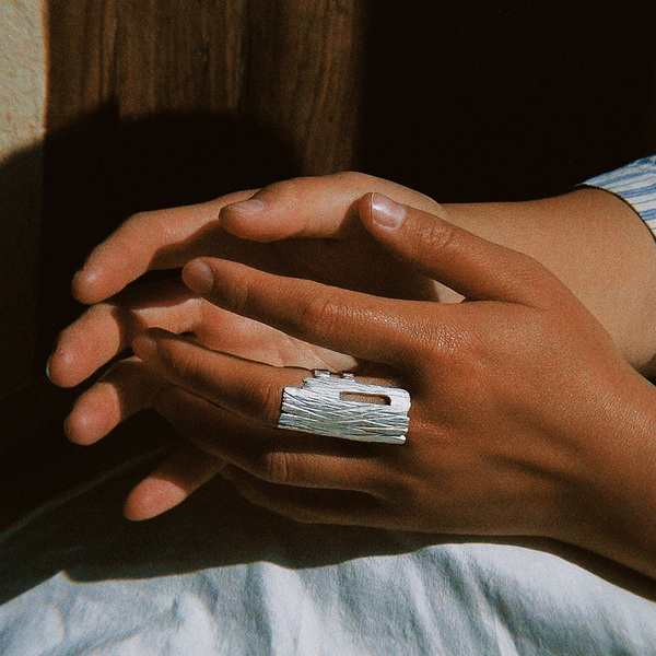 Earthbound Forest Bark Adjustable Long Ring