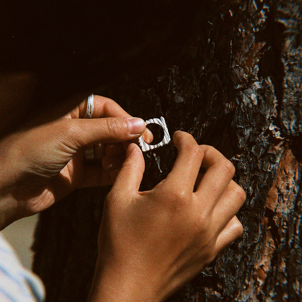 Earthbound Forest Bark Square Ring (Medium)